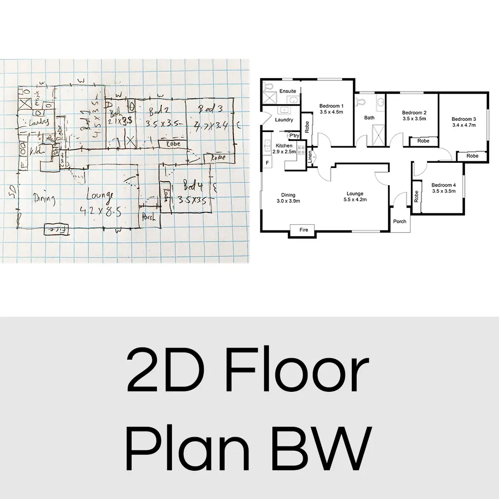 2D Floor Plans - Black & White